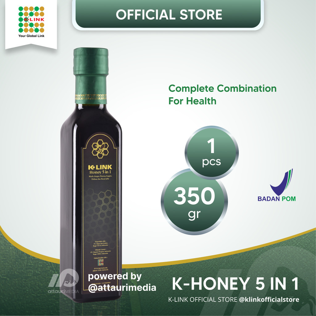 

MADU K-HONEY 5 IN 1 K-Link BPOM Halal MUI (350 gr) MaduAsli 100% Ekstrak Buah Kurma Kemasan Baru Madu Murni Berkualitas Tinggi