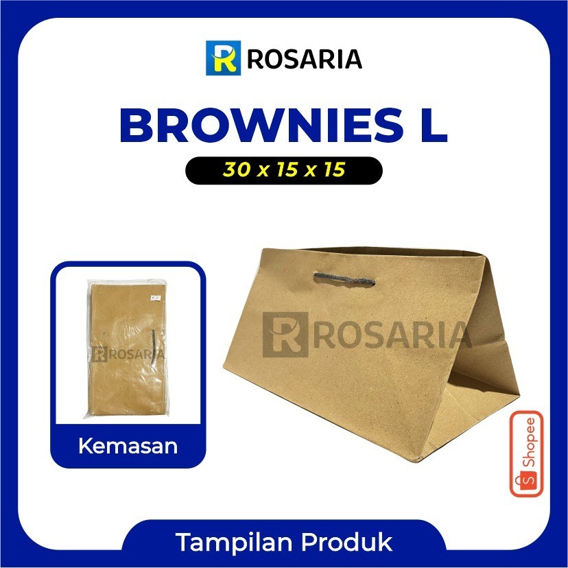

TAS KERTAS BROWNIES L 30 x 15 x 15 COKLAT Merk AREMA PaperBag Kraft Souvenir Hajatan Kado Hampers Lusinan
