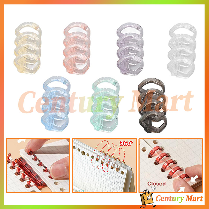 

5 Holes Loose-Leaf Plastic Ring/DIY Colorful Crystal Ring For A4 A5/Ring BInder 5 Lubang DIY Loose Leaf Plastik Gaya Retro/Binder Ring Binding Spines