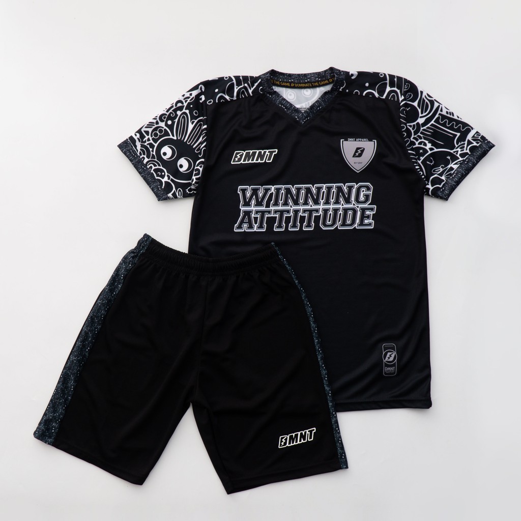 DMNT Jersey Setelan Futsal Sepakbola Tessel Black
