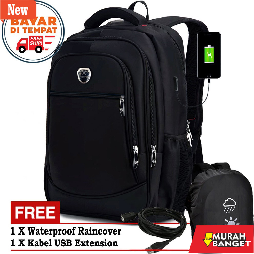 Tas ransel pria viral- [JURAGAN TAS] POLO ORI Tas Import P1770 Tas Ransel Pria USB Charger Backpack 
