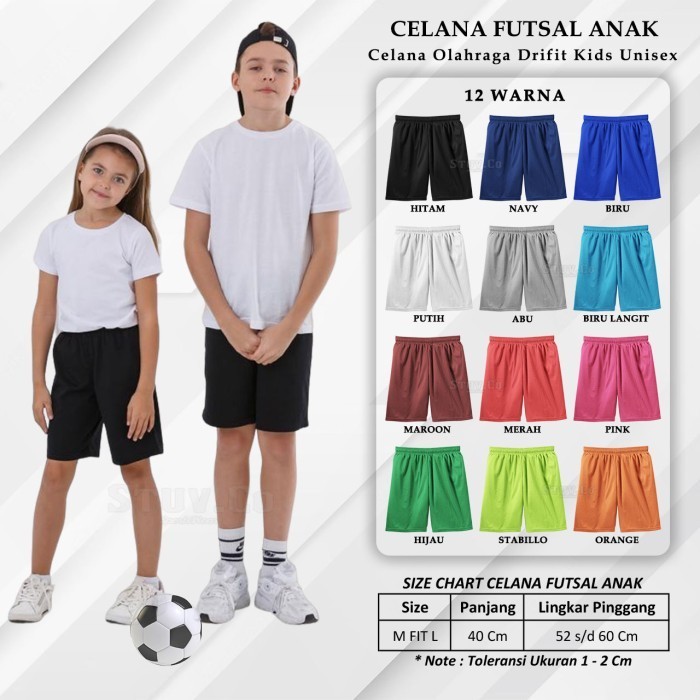 Terlaris ✨ -Celana Pendek Anak Laki Laki Celana Pendek Sport Sepak Bola Futsal - POLOS, Hitam