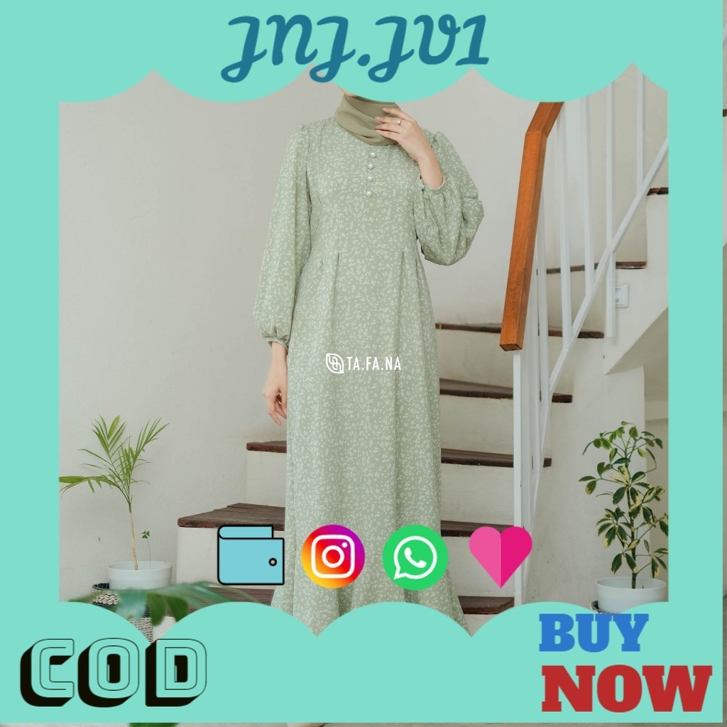 5.5 BIG SALE TAFANA - Jisso Dress Muslim Korea Bahan Crinkle Premium gamis motif bunga floral vintag