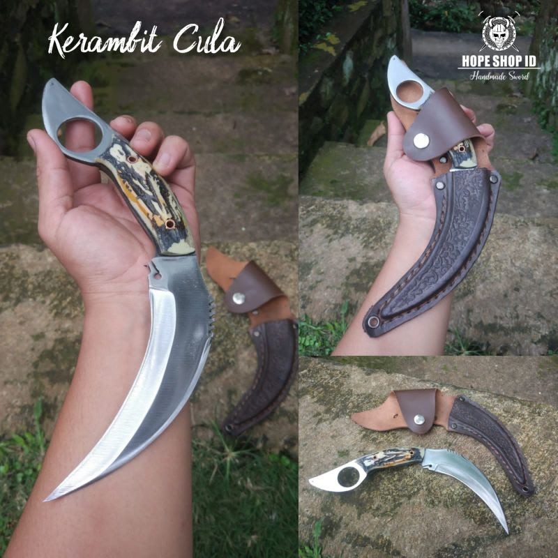 PISAU CULA KERAMBIT JUMBO SARUNG KULIT