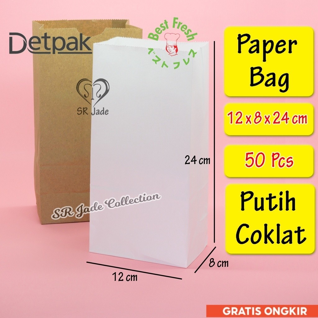 

[50 Pcs] Paper Bag Kantong Kertas Kantong Roti Fried Chicken Snack Kantong Kemasan Detpak Best Fresh ~ SR Jade