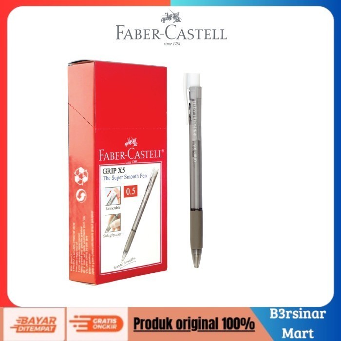 

[[KUALITAS TERBAIK]] FaberCastell Ballpoint Pen GripX 0.5 mm Black Ink 1 Box 10 Pcs COD