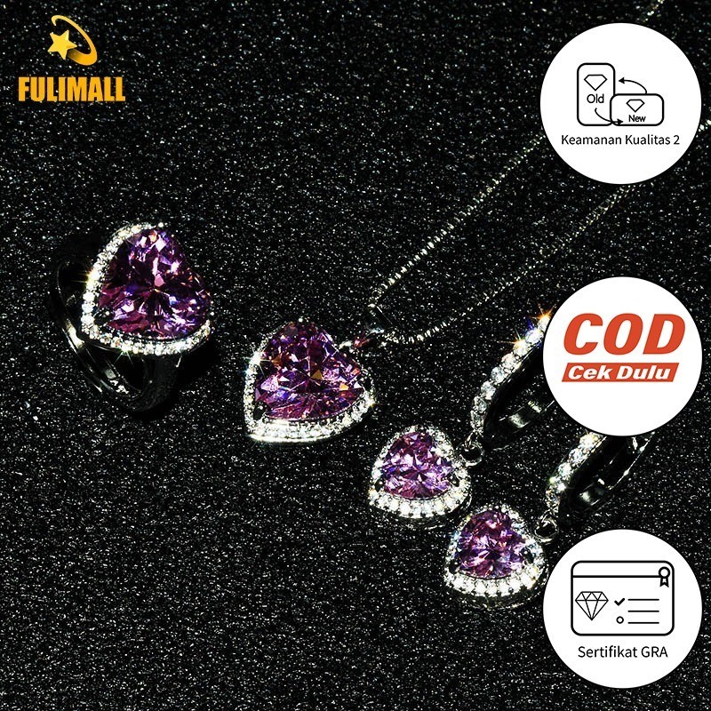 FULIMALL Setelan Kristal Merah Muda Berlian Penuh Mewah Anti Alergi Retensi Warna Tinggi Anting-Anti