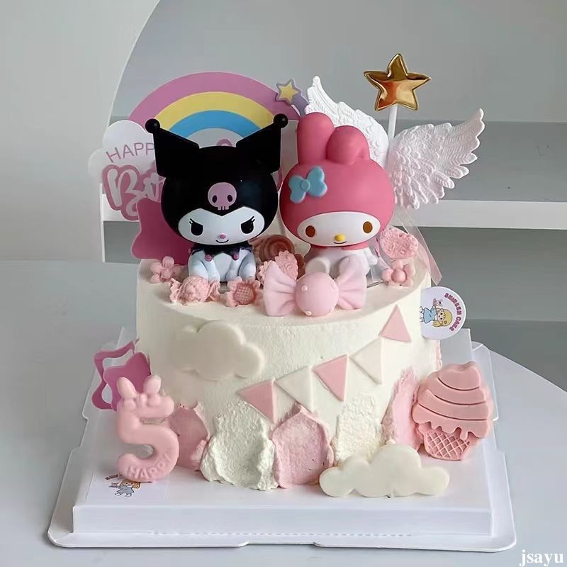 

Cinamoroll Kuromi Melody Hiasan Kue Ulang Tahun Boneka/ 3D Hiasan kue patung jsayu
