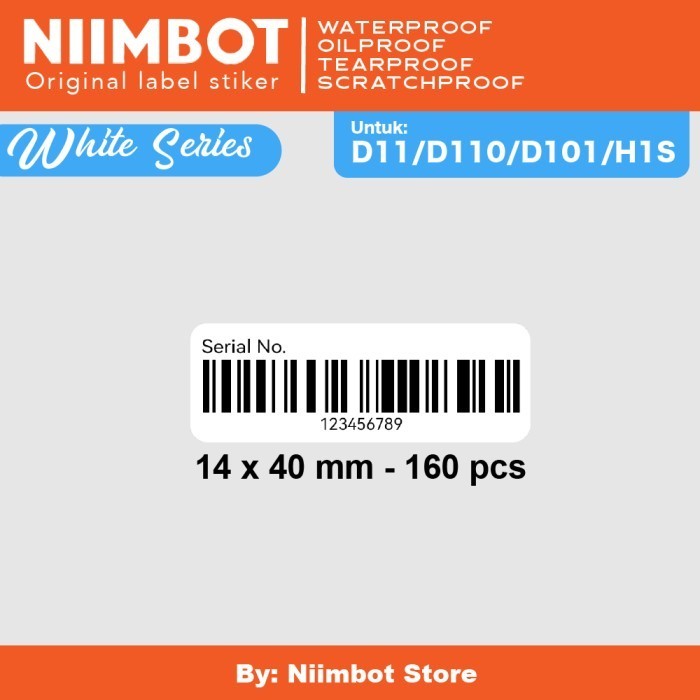 

Refill Thermal WHITE Label Stiker Niimbot D11 D110 D101 H1S Stiker - White 14x40