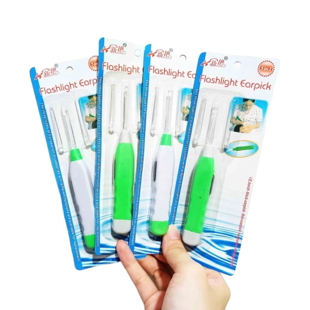 STIPA Korek Kuping Polos Lampu LED Karakter Pembersih Telinga Earpick Flashlight Anak Bayi