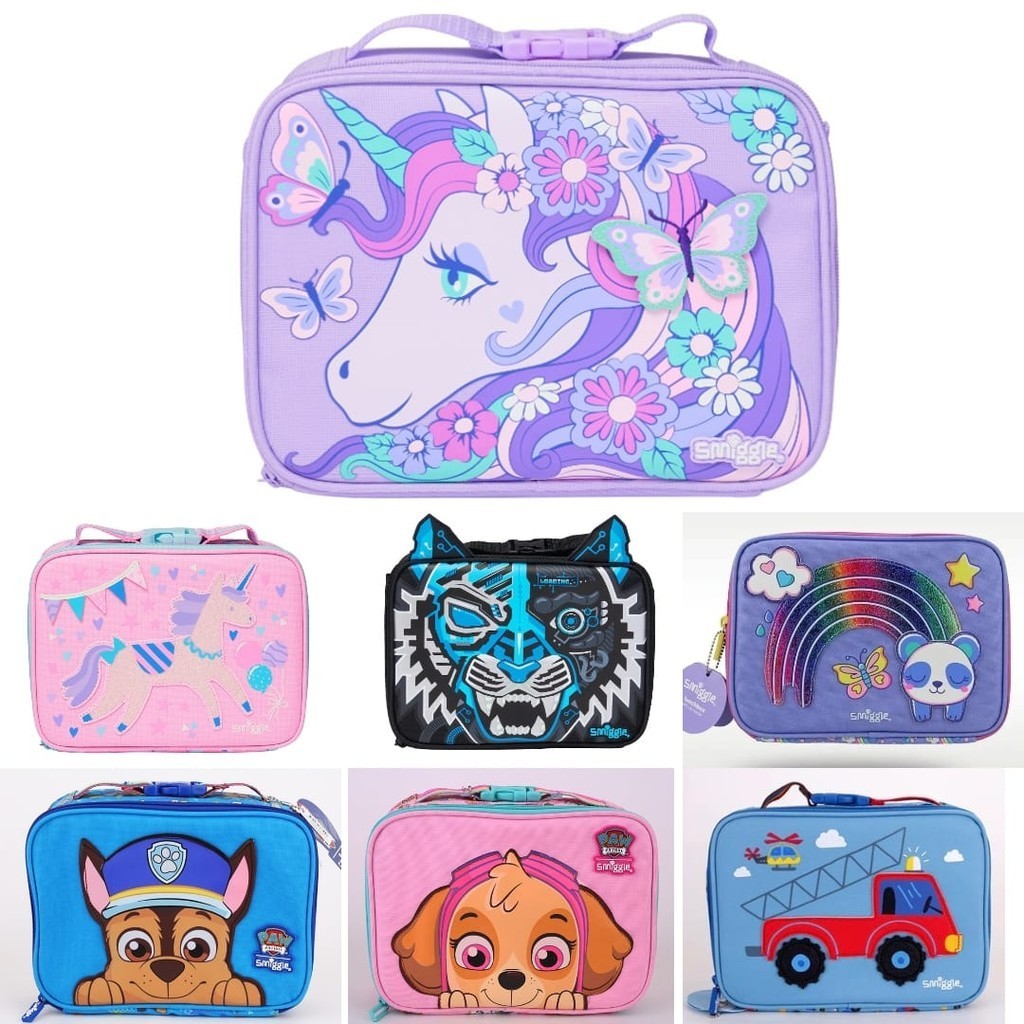 ( OTH928 ) Smiggle square lunch bag / tas bekal kotak makan anak laki laki / perempuan - unicorn tig