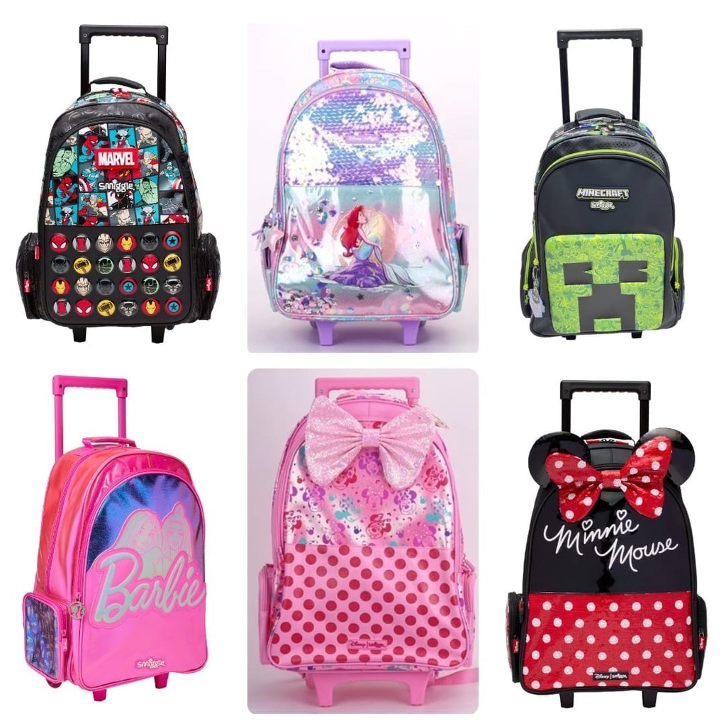 ( BAG343 / BAG344 / BAG345 / BAG346 / BAG351 / BAG352 ) Smiggle trolley school bag / tas troli sekol