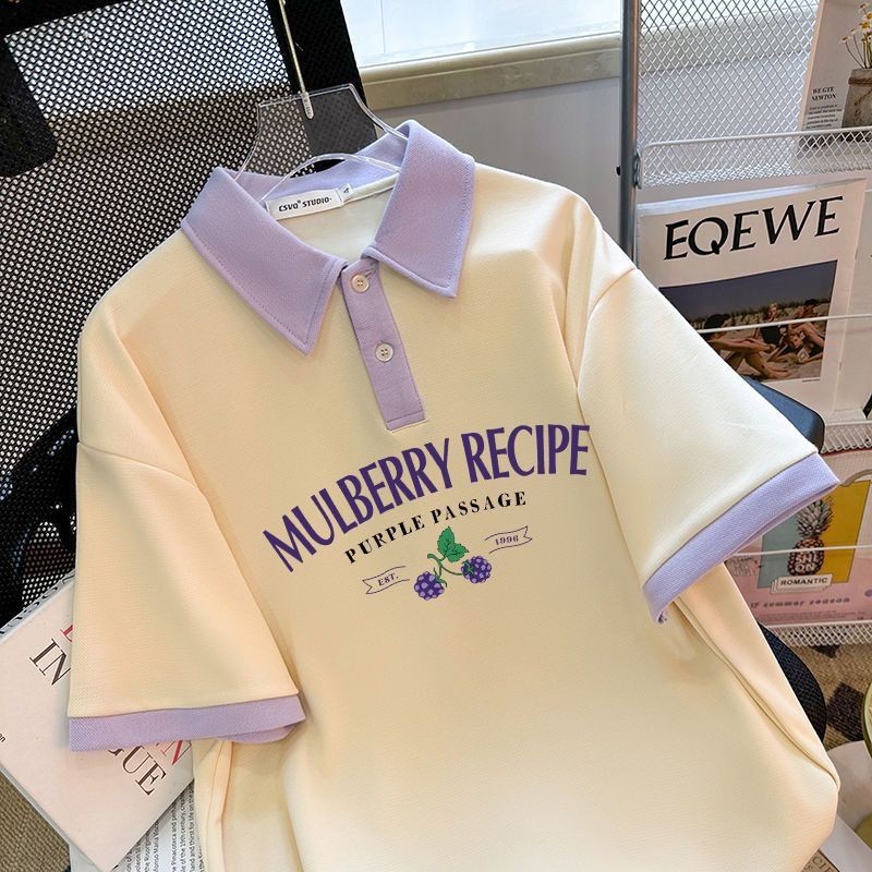 New POLO shirt with contrasting color print and western-style T-shirt for women