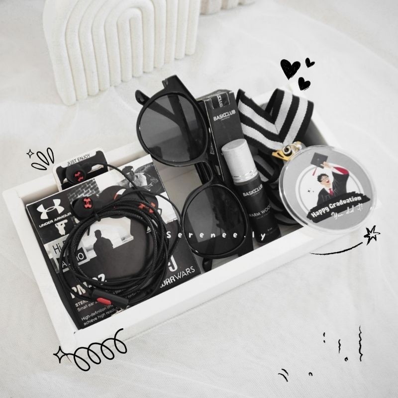 

kado ulang tahun cowok aesthetic / hampers wisuda/ set gift box boyfriend / hadiah anak remaja/ kado ultah pacar / medali murah / kado anak cowok sekolah/ hadiah khitan