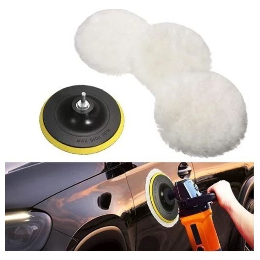 Wool Poles Velcro Mobil Motor 5 Inch SET 5pcs Kain Wol Polish Wax Foam Pad Velcro Poles Woll Spon Bu