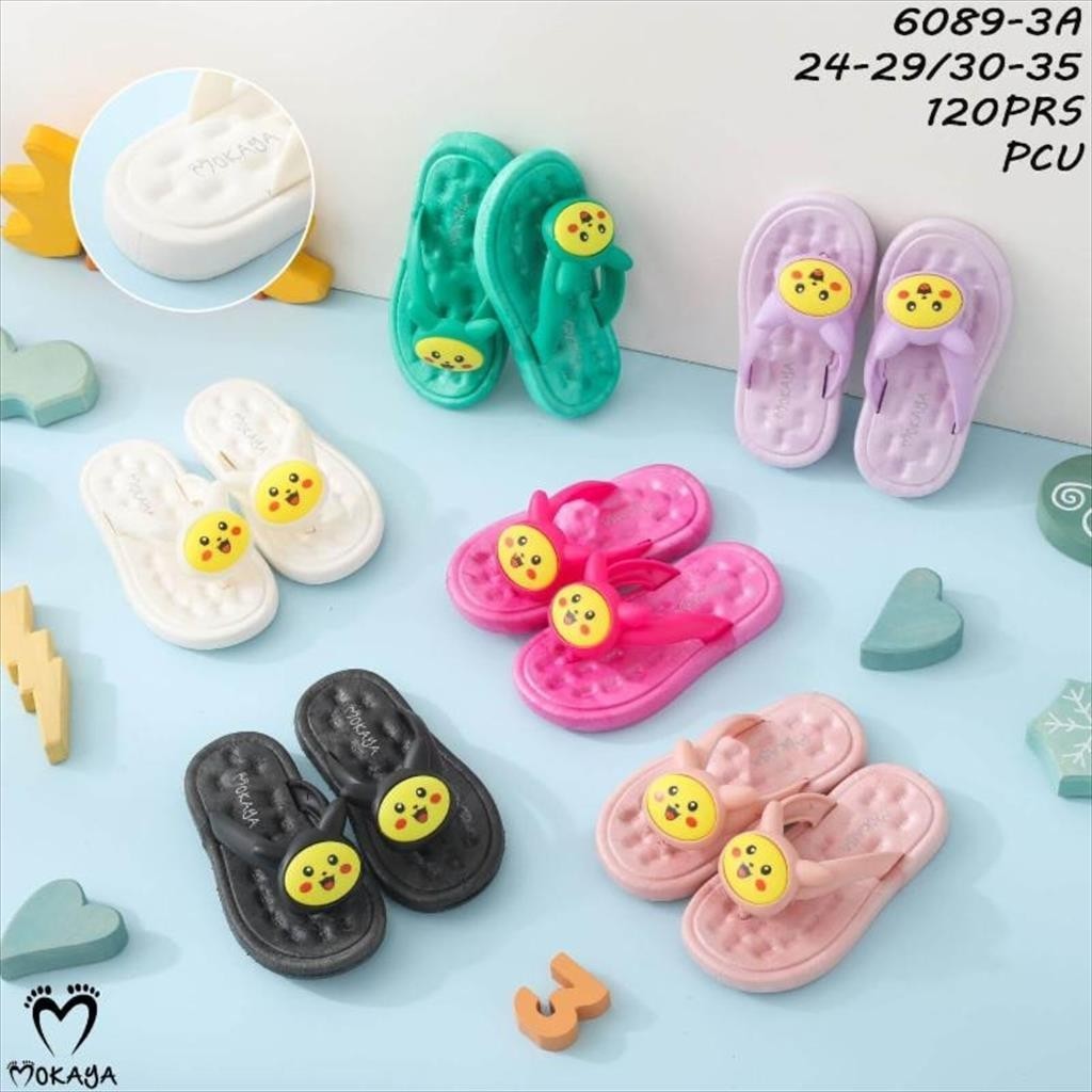 Sandal Jepit Jelly Anak Cewek Motif Pokemon Super Lucu Empuk Pretty Kekinian / Size 24-35 (6089-3A)