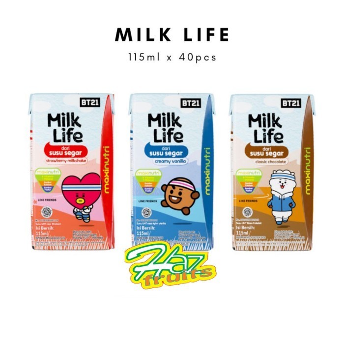 

Milk Life UHT Full Cream Strawberry Classic Chocolate 115 Ml x 40 Pcs