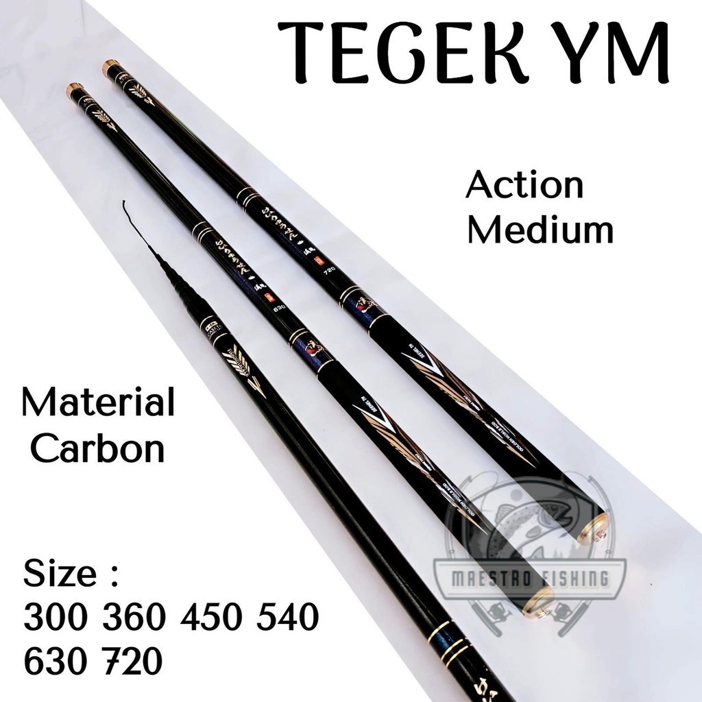 Joran Tegek YM 300 360 450 540 630 720 Ruas Panjang Bahan Carbon Action Medium Tongkat Pancing Tegeg