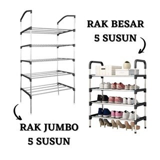 [BEST SELLER] Rak Sepatu Besi 5 Tingkat Tempat Sepatu Sandal 5 Susun Rangka Besi & Plastik Rak Susun