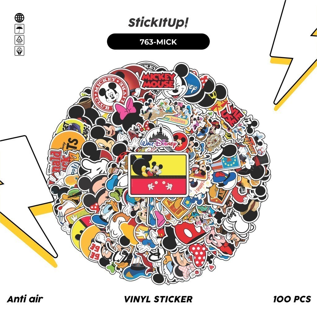 

COD✨ 100 Pcs Stiker Disney Mickey Donald Lucu Anti Air Untuk Dekorasi Notebook Sepeda Skateboard Handphone DIY