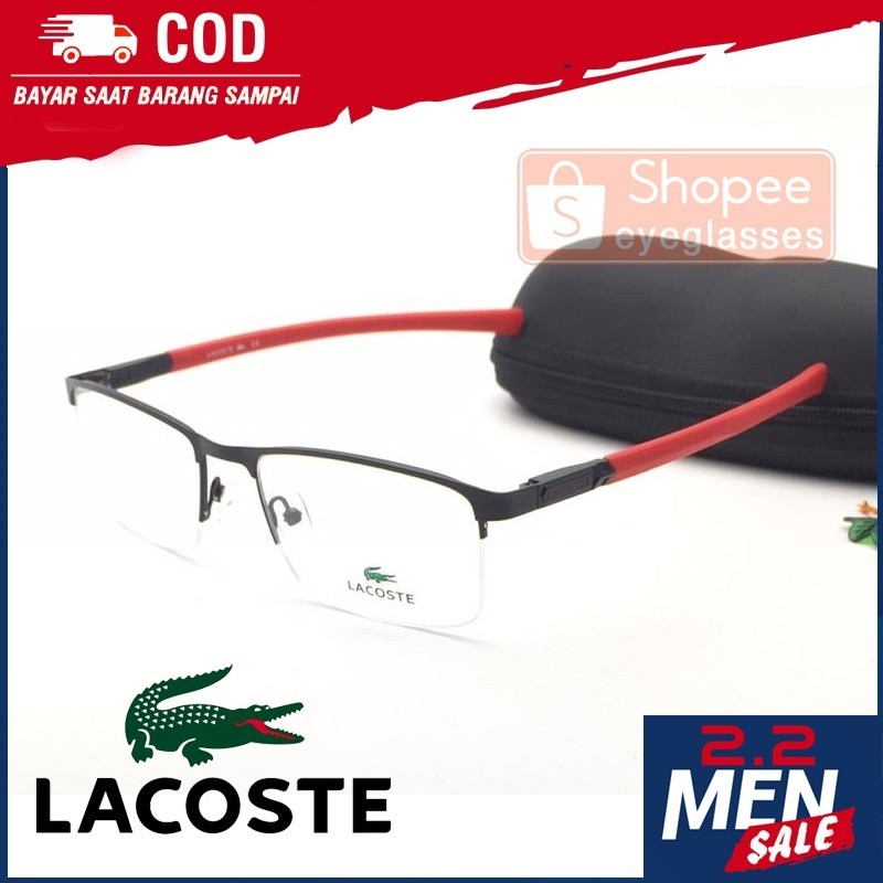 Grosir Frame Kacamata Sporty half LA2196 Size 51-19 Pria Wanita LACOSTE 2196