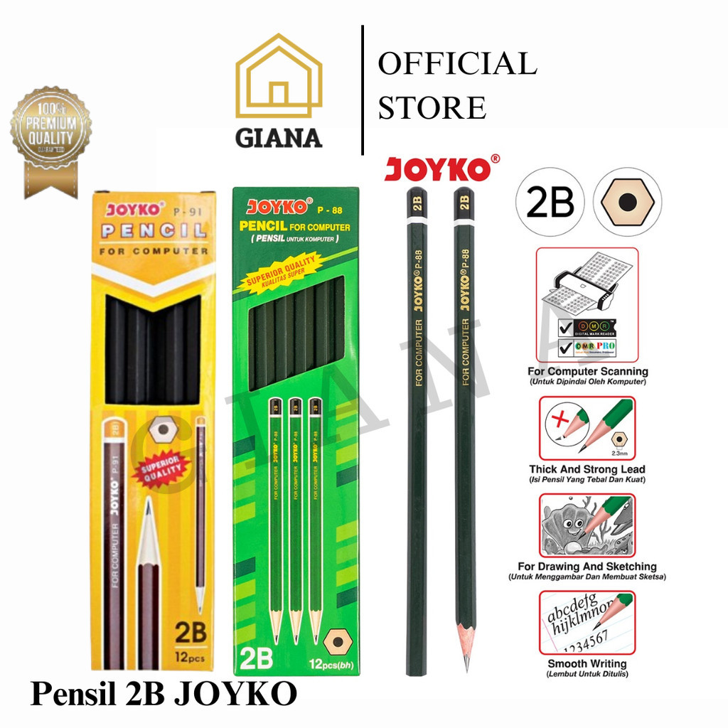 

GIA ORIGINAL Pensil 2B JOYKO Pencil JOYKO 2B Pensil Ujian Ulangan 1 Pcs