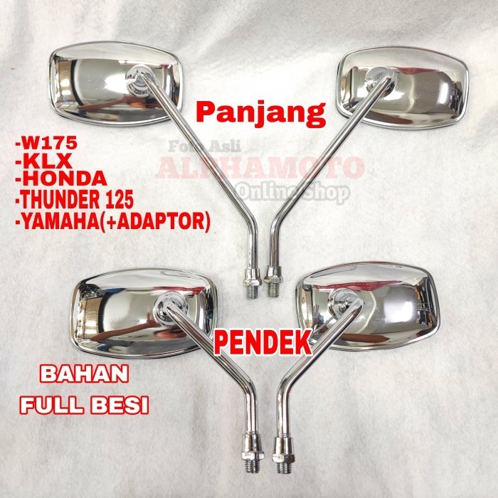 ORIGINAL Spion kotak chrome klasik retro w175 scoopy fino fazzio classic - Thunder 125, SPION PENDEK
