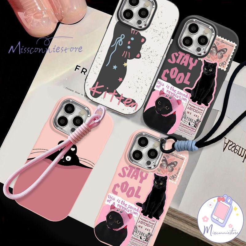 Missconnie Kotak Gelang Anyaman Kucing Kupu-kupu Kucing Hitam Tetap Keren Huruf Grafiti Kartun Kompa