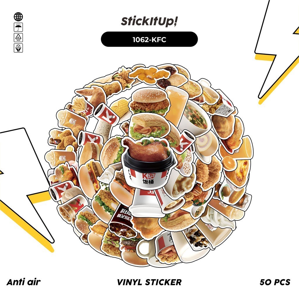 

COD✨ 100 Pcs Stiker Pack KFC Delicious Fried Food & Drinks v2 Lucu Aesthetic Vynil Waterproof untuk Freebies Sticker Buku Journal Casing HP Laptop