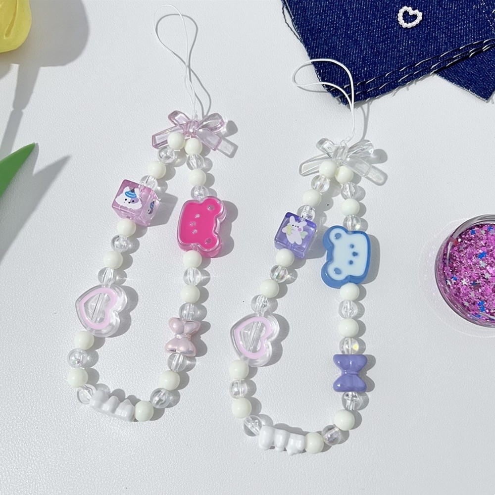 MissConnie-Adsori Beruang Kecil Gadis Cantik Versatil DIY Creative Beaded Phone Chain Phone Case Dec