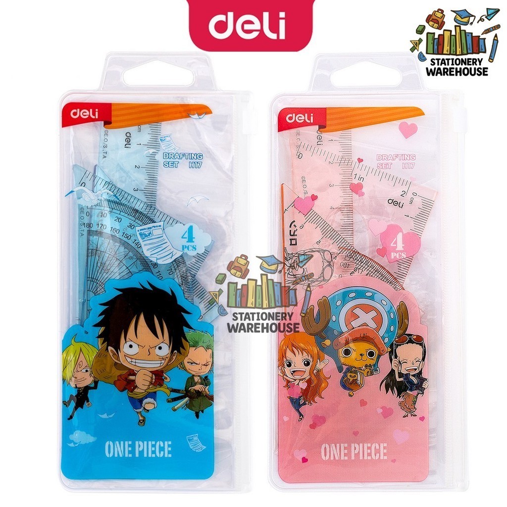 

Deli One Piece School Ruler Set / Set Penggaris Sekolah 4 in 1 Lucu Gambar One Piece Dengan Pouch Plastik EH17 H17