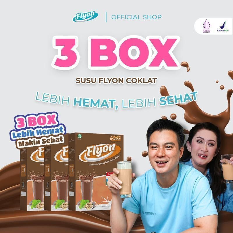 Paket 3 Box Susu Flyon Cokelat Bpom Original Bubuk Kambing Etawa Milk