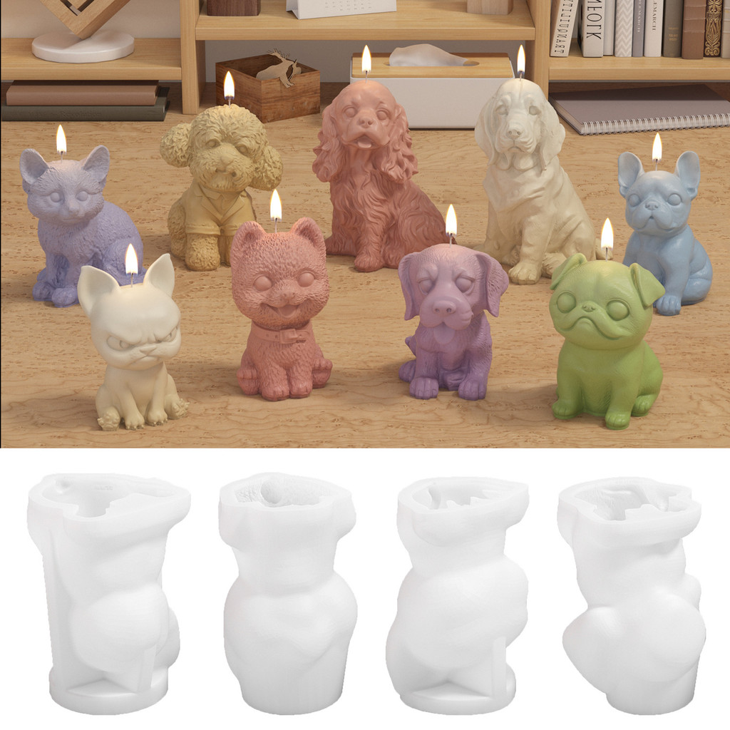

Lovely 3D Animal Candle Silicone Mold Pet Cat Dog DIY Aromatherapy Plaster Candle Resin Mold Soap Craft Casting Mold Home Decor