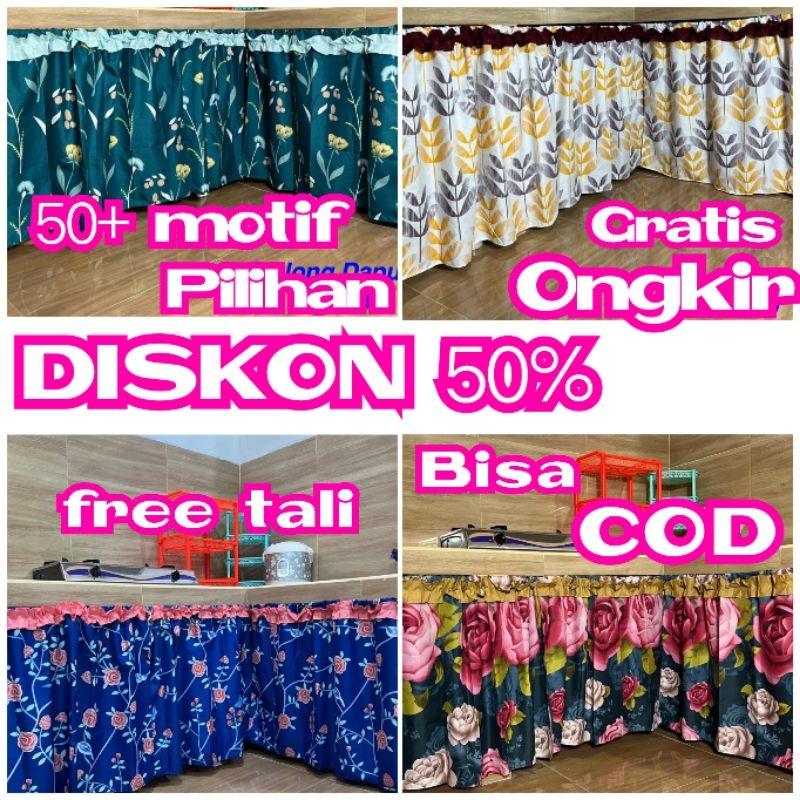GORDEN KOLONG DAPUR TER LENGKAP MOTIF NYA gorden dapur bawah kompor cantik murah  - gorden kolong da