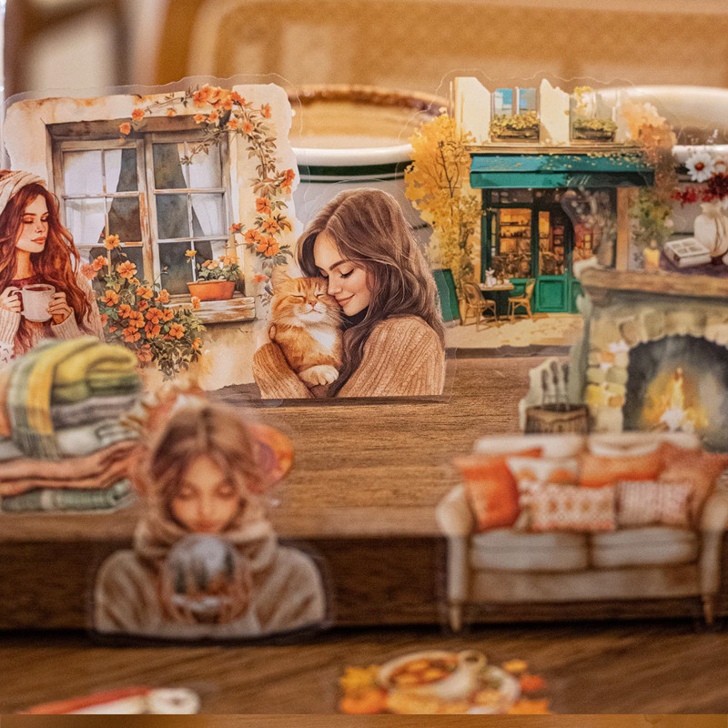 

Mr. Paper 6Style 20Pcs/bag Coffee Character Theme Sticker Pack Creative DIY Handbook Scrapbook Photo Frame Thermos Calendar