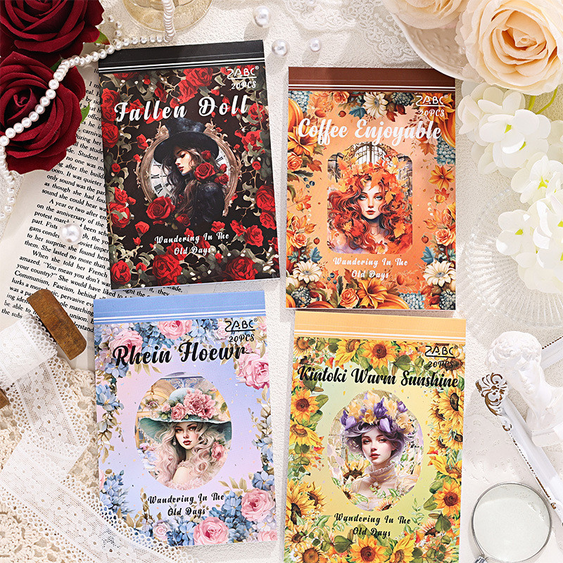 

20pcs/pack Vintage Stickers Book PET Materials DIY Scrapbooking Collage Stationery Decor Junk Journal Aesthetics Sticker