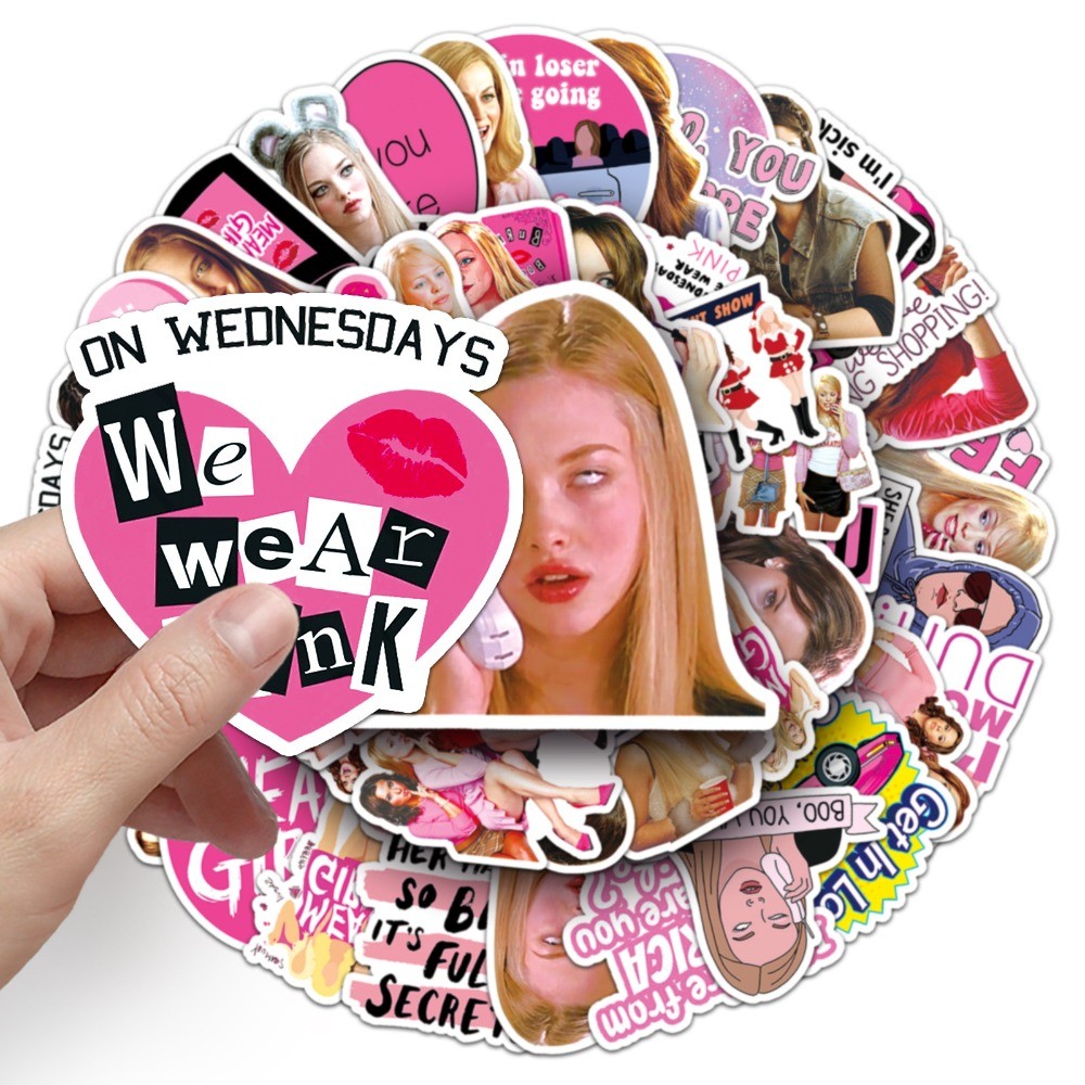 

50Pcs Classic Drama MeanGirl Graffiti Waterproof Sticker Creative Decorative Decal Refrigerator Water Bottle Sticker Wholesale