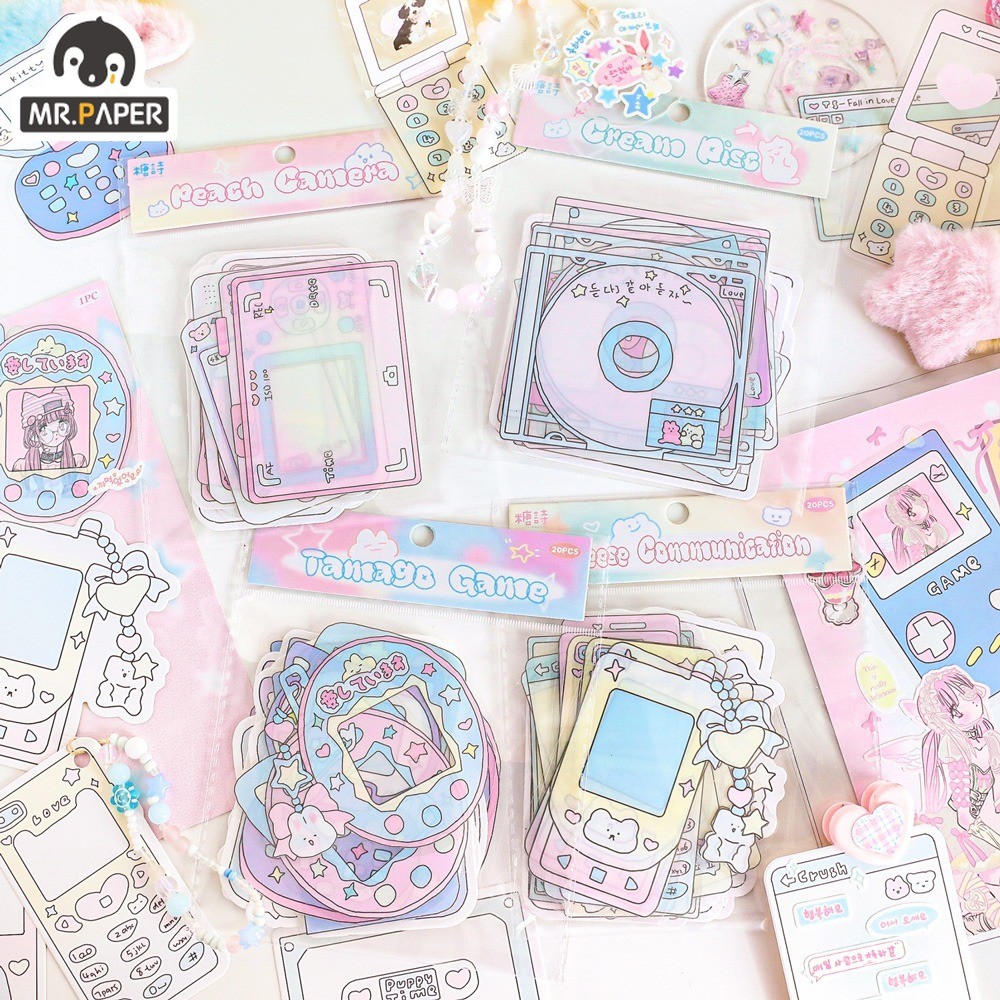 

20pcs/pack Cute Card Sticker Pack Nordic Style Cartoon Handbook Base Material Kawaii Stickers Stationery Supplies PET Decorate