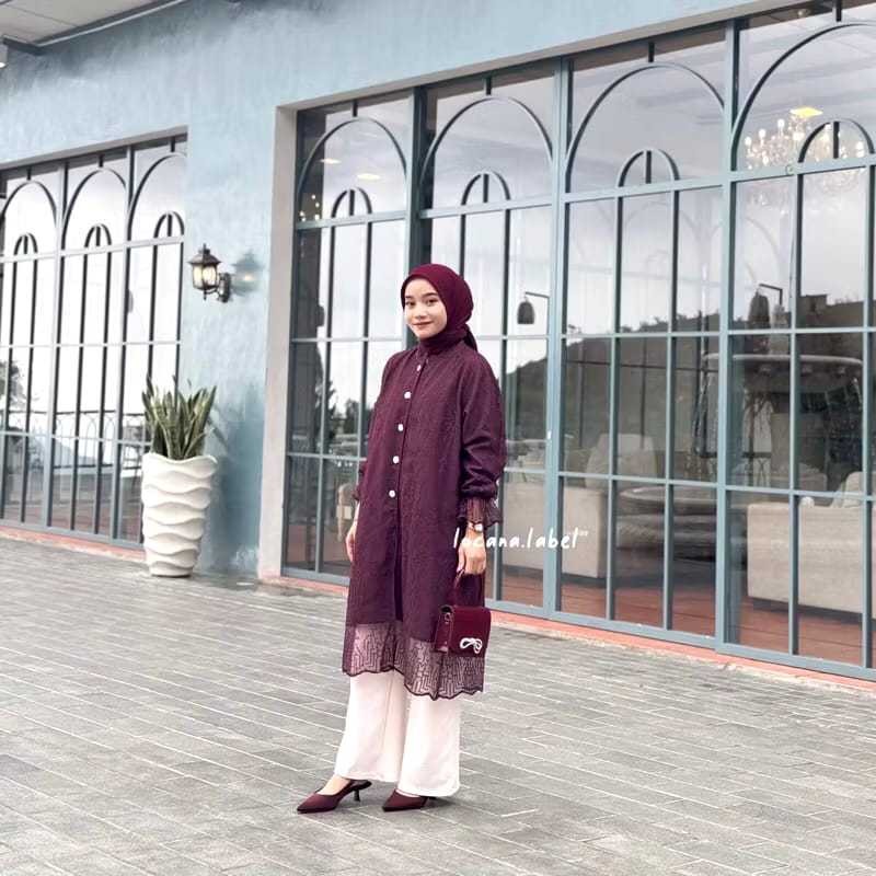 [DISKON SALE] ALUNA LONG TUNIK BUSUI FRIENDLY TUNIK BROKAT-ATASAN WANITA