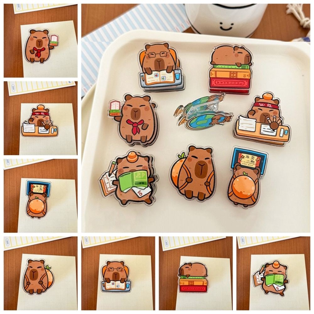 

Stationery Creative Cute Paper Clip Kawaii Lovely Capybara Acrylic Clip Decorative Double Sided Binding Sealing Clamp Bookmark
