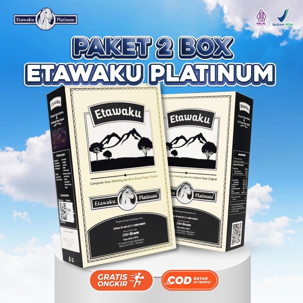 

( harga 1 box ) Etawaku Platinum Paket 2 Box - Susu Kambing Murni & Krimer Bubuk