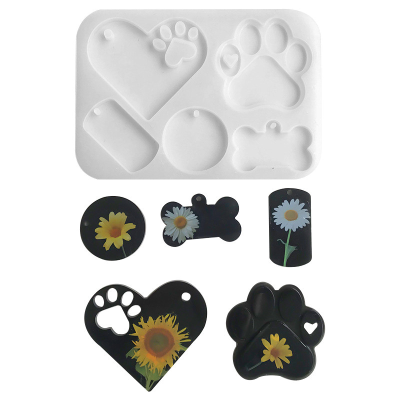 

Dog Bone Shape Silicone Molds Dog Tag Keychain Pendants Epoxy Resin Casting Mold For DIY Jewelry Making Key Ring Tools