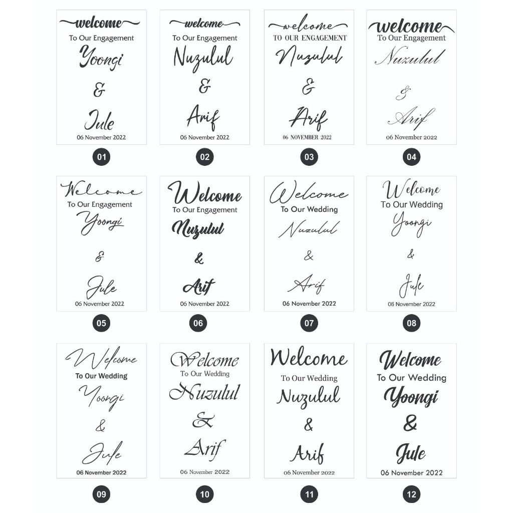 

STIKER CUTTING WELCOME SIGN 60 X 40 / DEKORASI LAMARAN / WOODEN SIGN / WEDDING SIGN