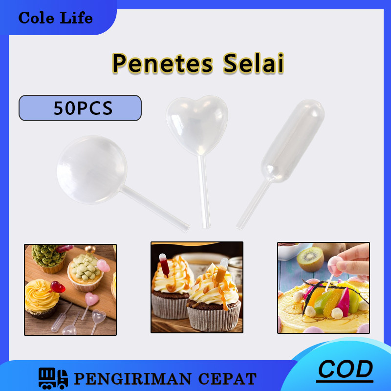 50 PCS  Pipet Tetes Kue 4ML Pipet Plastik Infuser Untuk Puding Cupcake Dessert Pipet Cupcake Pipet V