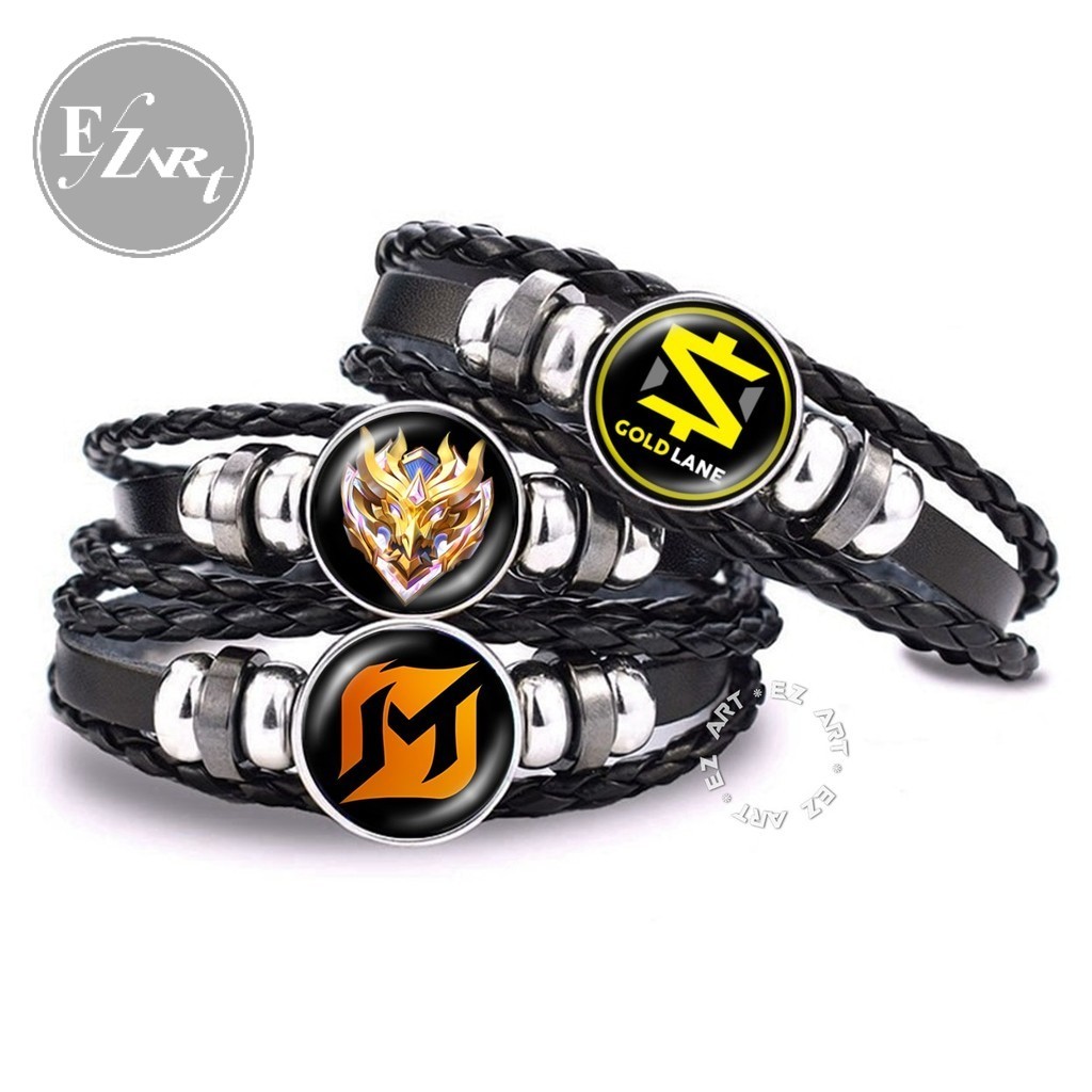 Gelang Gamer MLBB Mobile Legends Role Rank Update Baru Keren Tali Kulit Kepang Multilayer EZ Art
