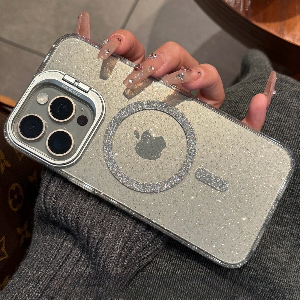 New CASING LUXURY FLIP LENSA GLITTER MAGNETIK Hard CASE FOR IPHONE 15 14 13 12 11 PRO MAX Built-in s