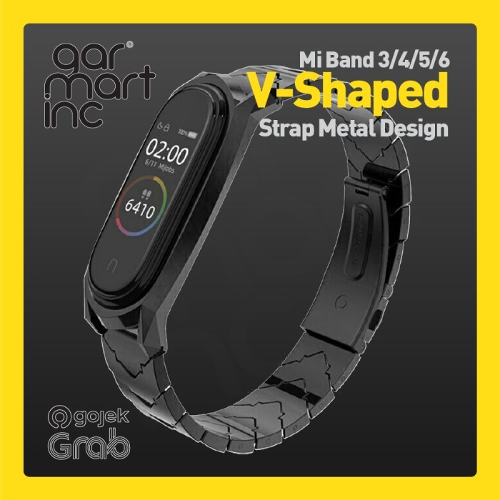 P R O M O MIJOBS Mi Band 4 / 3 Strap Metal V-Shape Stainless Tali Jam Gelang - 1
