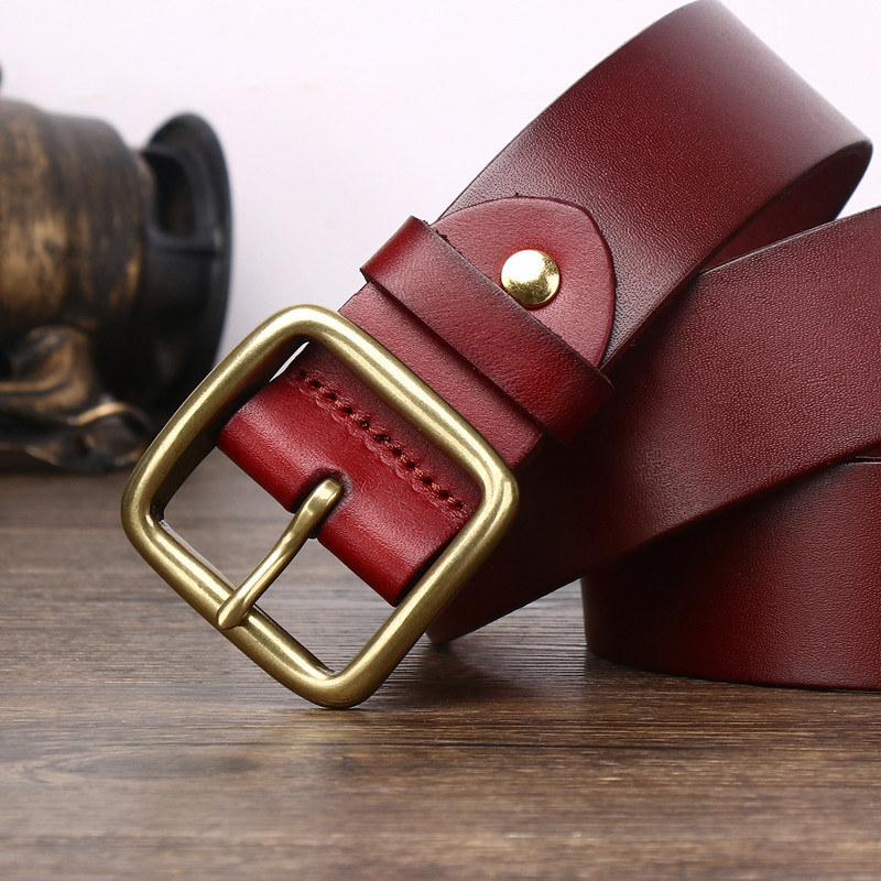 3.8cm Red Genuine Leather Belts For Mens Designer High Quality Cowboy  Natural Dress Luxury Belt Lum