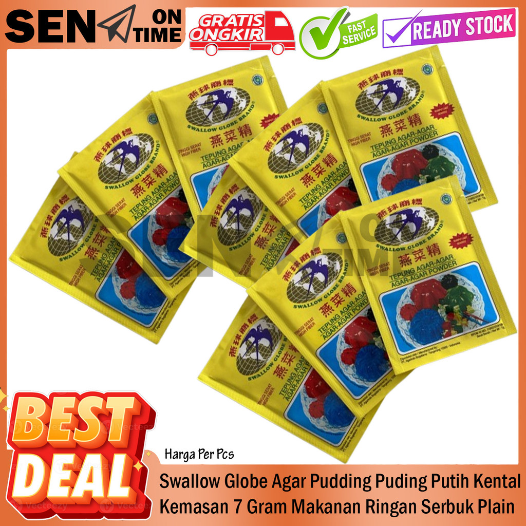 

Swallow Globe Ager Cap Walet Agar Grass Gras 7 Gram 7Gr Putih Plain Puding Pudding Jeli Jelly Makanan Ringan Merah Hijau Cokelat Lily Globe Sachet Box powder Bubuk Instan Serbuk Kental Kenyal Puder Double INI Swalow Sun Tepung