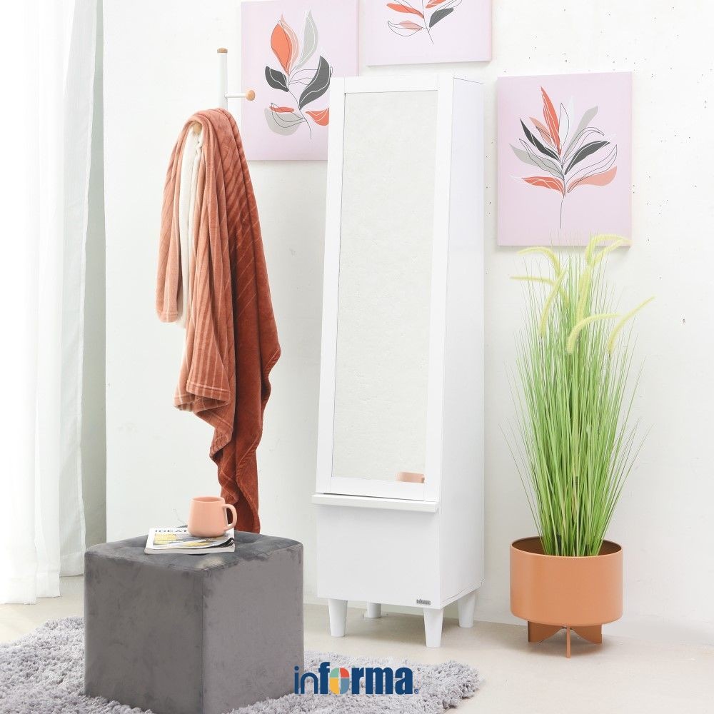 Informa Paola Lemari Pakaian Dengan Cermin - Putih Lemari Baju Almari Baju Lemari Kamar Lemari Minim